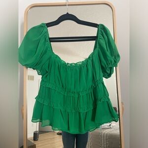 Astr Emerald Ruffled Blouse